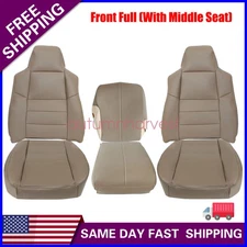 6 x For 2002-2007 Ford F250 Super Duty Front Bottom & Top Leather Seat Cover Tan