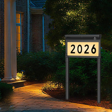 Solar Address Sign for House, Double Sided LED House Numbers with 3 Color Modes,
