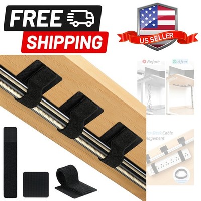 Cable Management Under Desk, Detachable Cable Straps Heavy Duty Hook and Loop...