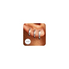 DORANA Huggie Earrings for Women 10 millimeters, 8mm/10mm/12mm-Silver-Hoops