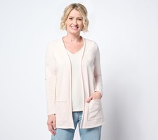 Belle by Kim Gravel Beach Seaside Sweats Rolled Edge Beach Cardigan Pink Pearl X