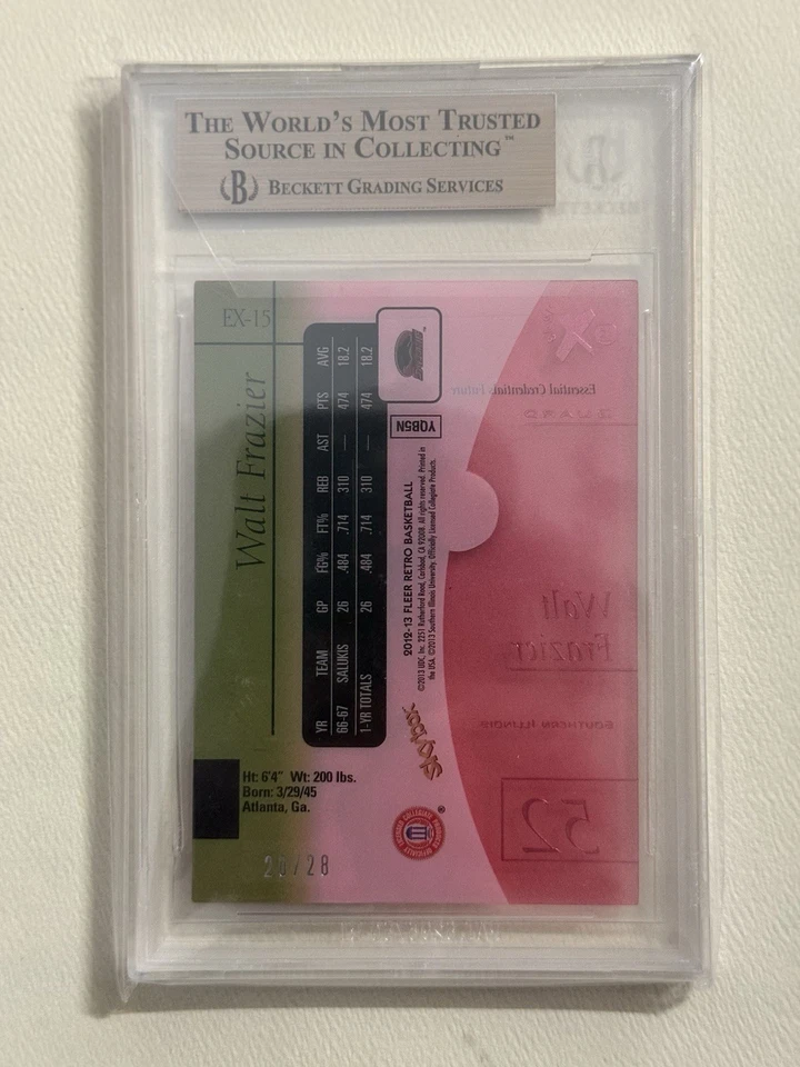 Fleer Retro EX 2001 2012-13 Essential Cred Futr/28 #EX-15 Walt Frazier BGS 9,5 Foto 2 de 2