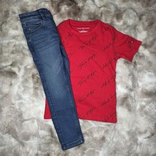 Tommy Hilfiger T-Shirt Skinny Jeans 2 Pc Set Red/Blue Size 5 Little Boys NWT
