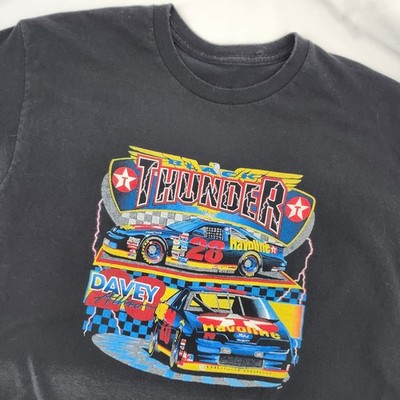 VTG 90s Davey Allison Racing Graphic Tee Size M Black Thunder Havoline NASCAR