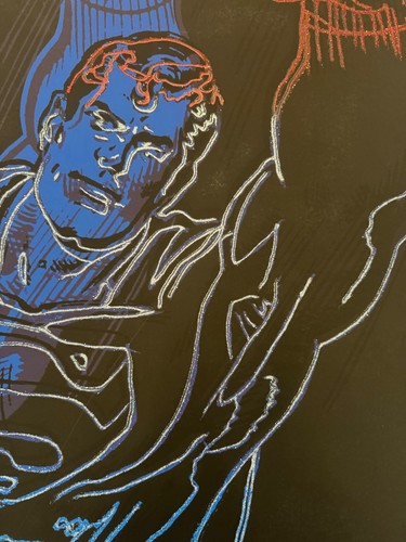 ANDY WARHOL "SUPERMAN" - Jet Black Trial - Serigrafia - Polvere di Diamanti - RARA BELLEZZA! - Foto 3 di 9
