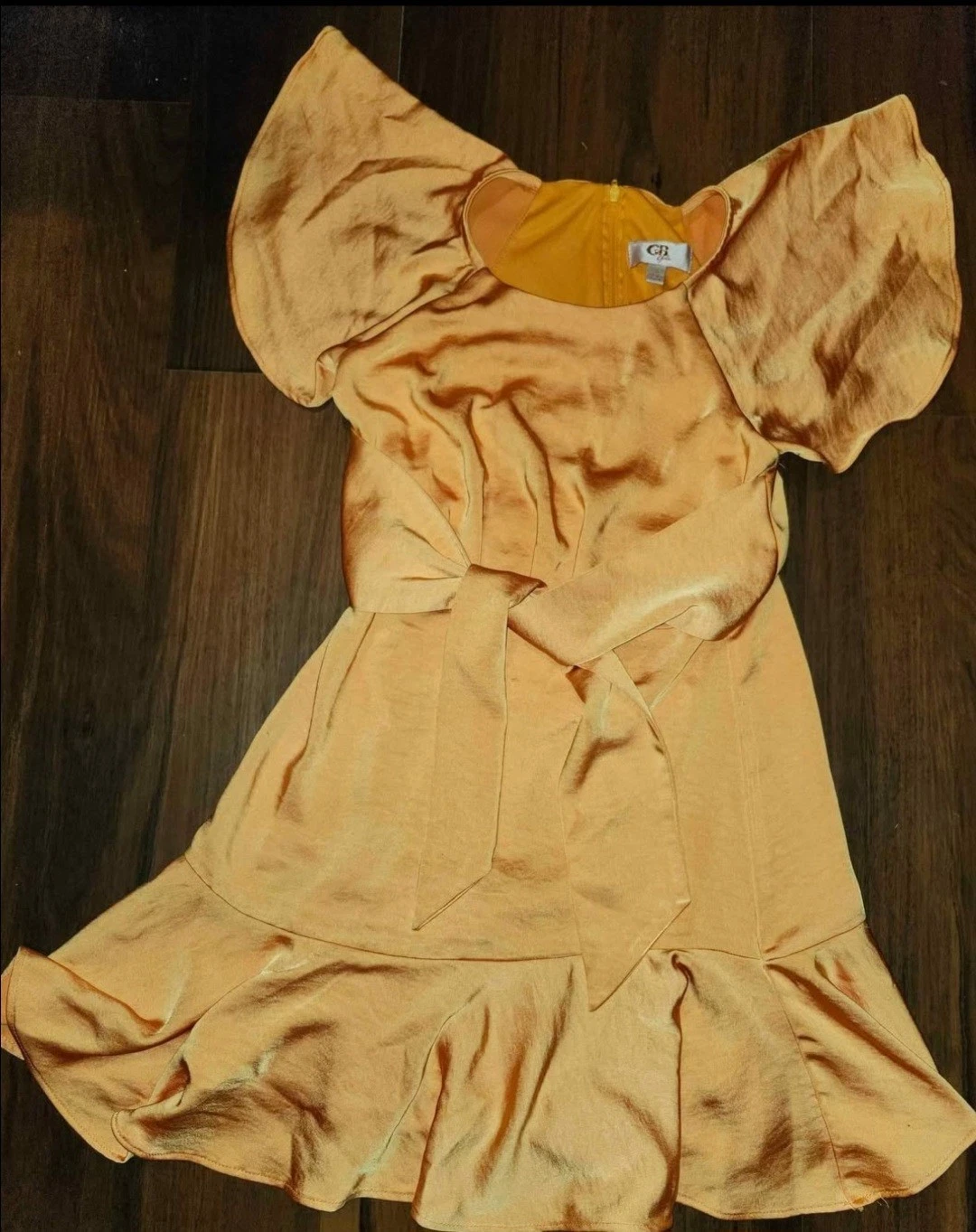 STUNNING Girls Sz 10 gb girls Tangerine Satin Dress with Sash Worn 3x