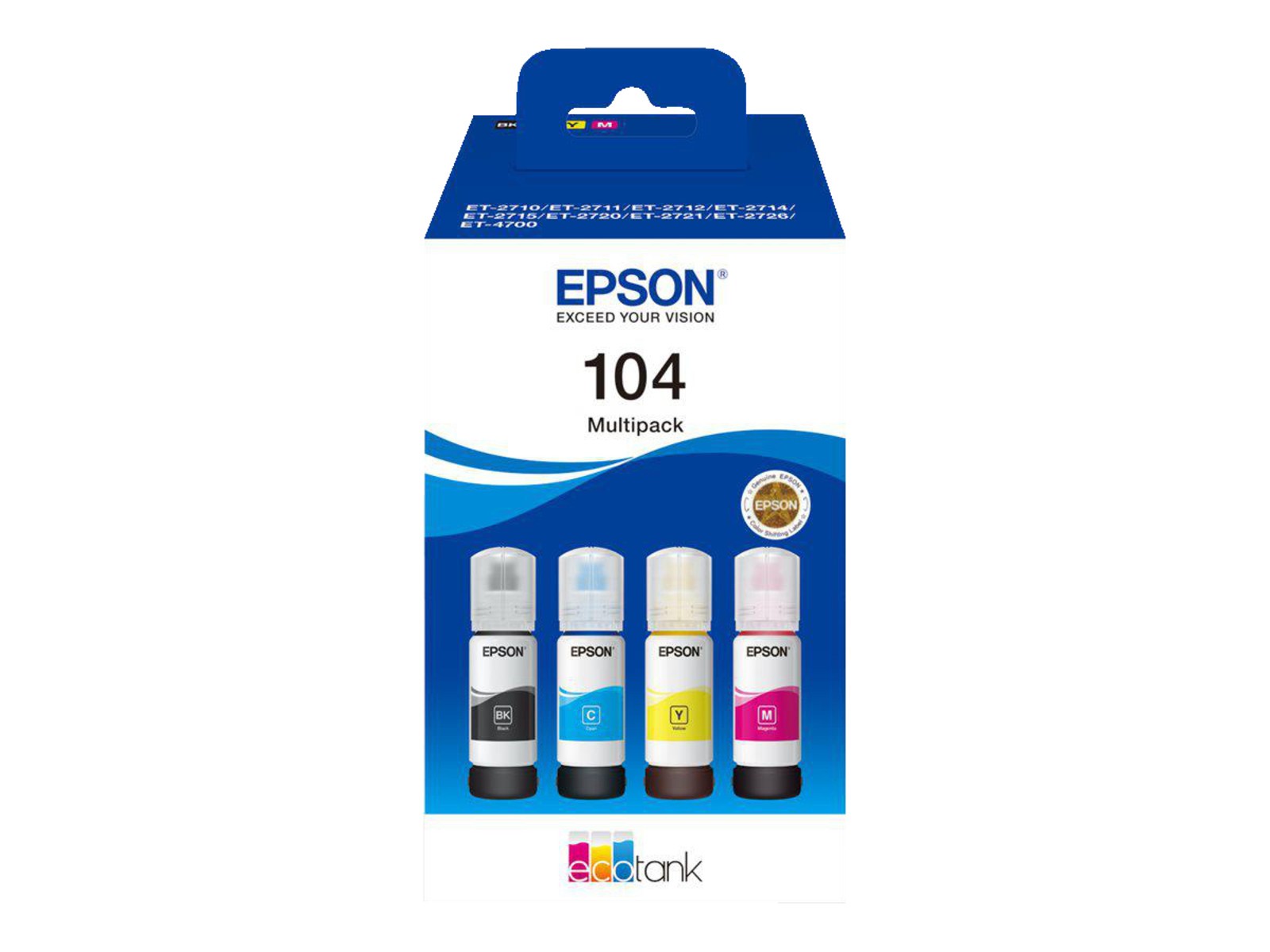 EPSON EcoTank 104 в упаковке из 4-х частей C13T00P640 для начальной загрузки 8590₽