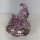 Fenton Pink Cat Trinket Box Hand Painted Butterfly (LID ONLY)