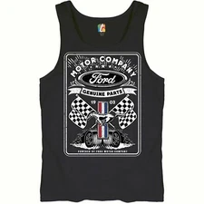 Ford Motor Company Tank Top Racing Flags Mustang Logo Licensed Men's Top