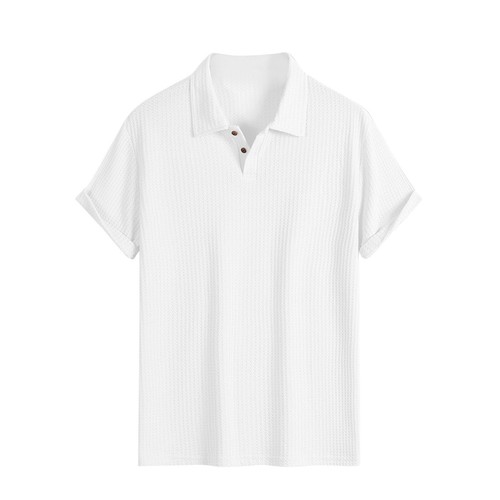 Mens Golf Button T-Shirt Knit Polo Shirts Casual Summer Beach Short Sleeve Tee - Picture 38 of 42