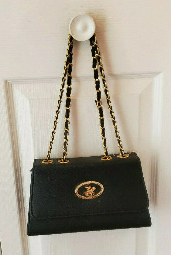 Beverly Hills Polo Club Women s Black w Golden Rhinestone Embellishment Purse