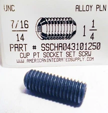 7/16-14x1-1/4 Hex Socket Set Screws Cup Point Alloy Steel (5)