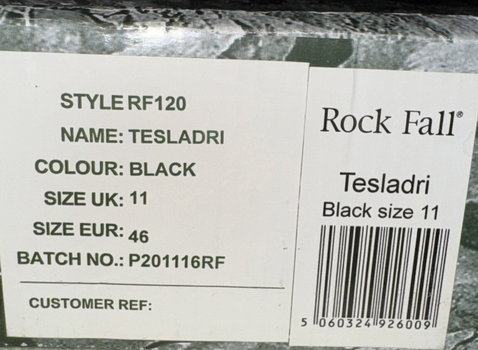 Rock Fall RF120 TeslaDRI ESD Work Boot Mens US Sz 12 Blk PPE Const ...