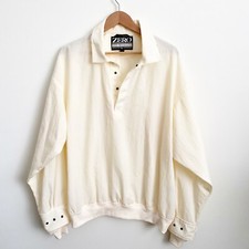 Zero Restriction Golf Pullover Snap Windbreaker Large Ivory Yellow 100 Dacron