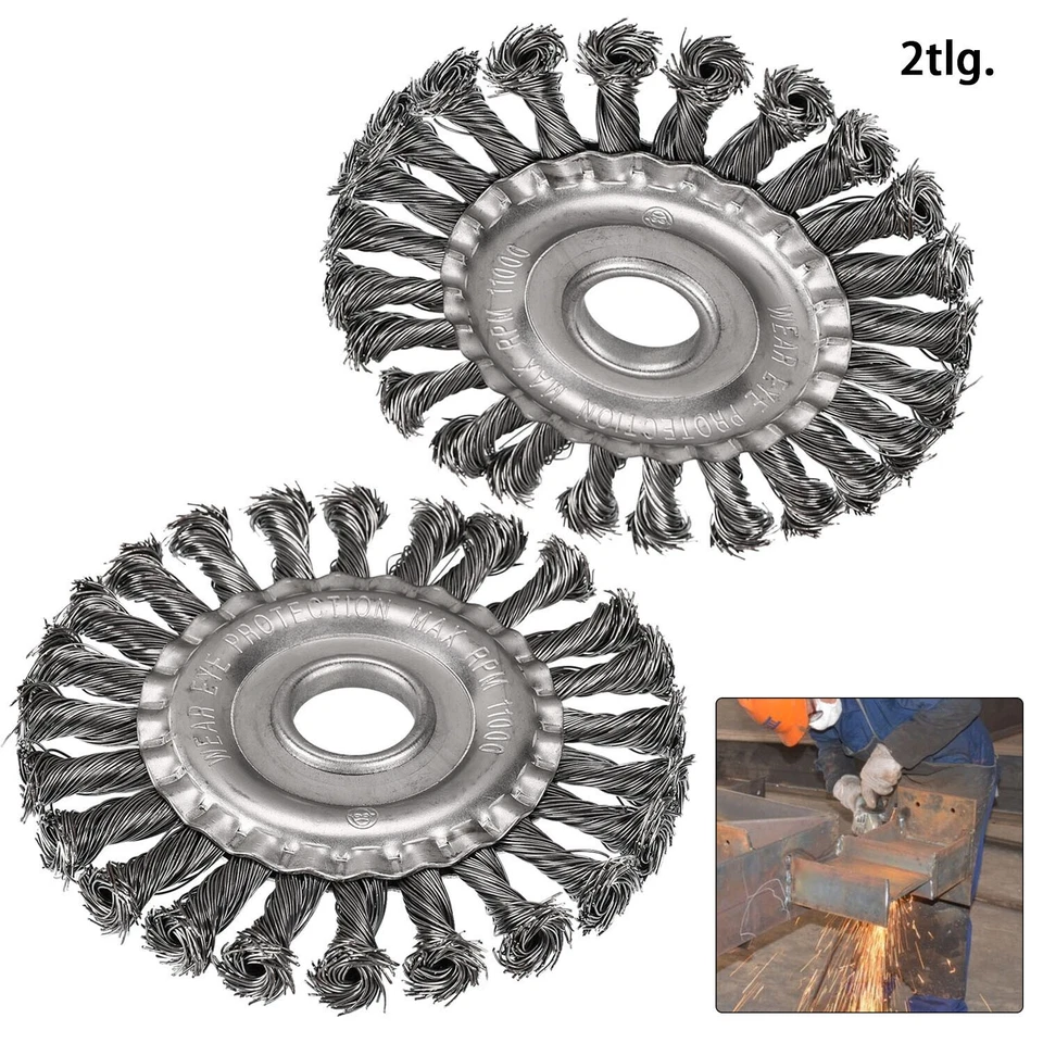 4X Drahtbürste Für Flex, Winkelschleifer Ø100mm X 16mm Gezopft Scheibenbürste - Bild 3 von 4