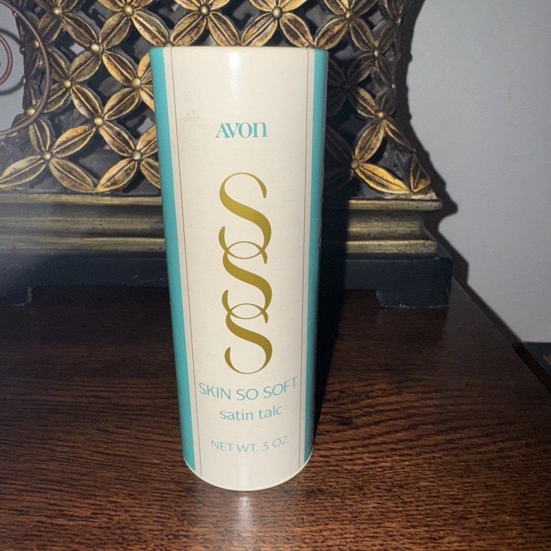 Vintage Avon Skin So Soft Satin Talc Talcum Powder 3 Oz. Partially Full