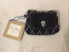 Vera Bradley Ashley Zip Top Coin Case Key Ring Denim Navy New With Tags