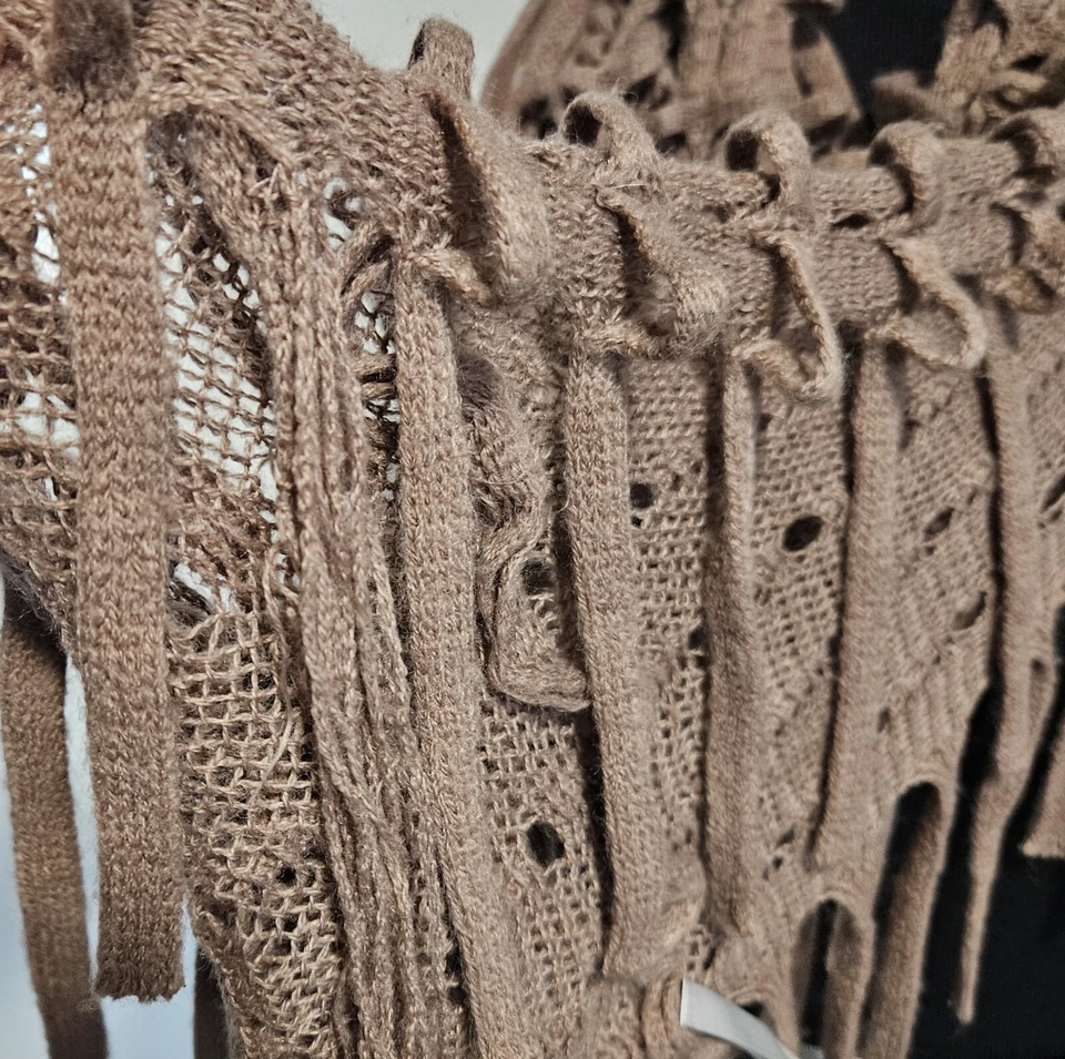 Charlotte Russe Open Knit Fringe Lightweight Brown Scarf Travel Careerwear Boho - Image 4 of 4