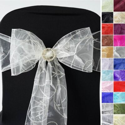 Embroidered CHAIR SASHES Bows Ties Wedding Reception Decorations Wholesale