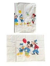 Vtg Walt Disney Wamsutta Mickey Mouse Donald Duck Pillowcase Flat Sheet Bedding