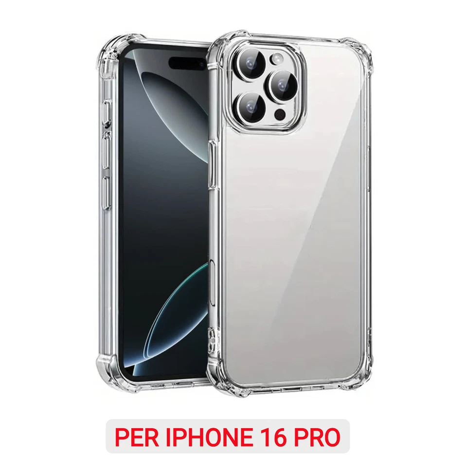 CUSTODIA COVER TRASPARENTE ANGOLI RINFORZATI ANTIURTO per IPHONE 16 PRO MAX PLUS - Immagine 4 di 4
