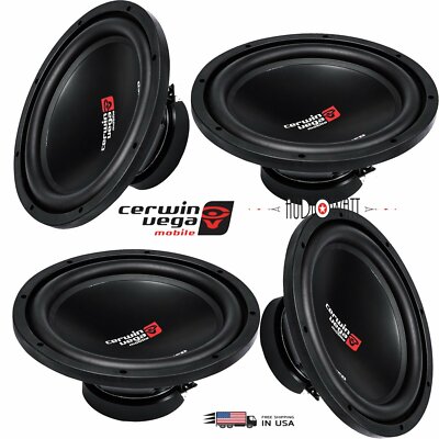 4x CERWIN-VEGA XED12V2 12'' 4-Ohm Max Shallow Sub 1000W Power Handling XED Series