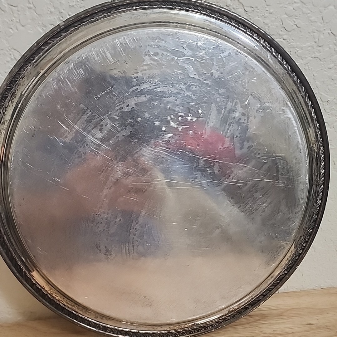 vintage WM Rogers silver plated round tray #171 - 12