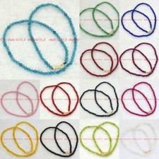 Faceted Fashion 4mm Multicolor Gems Round Beads Gold Clasp Necklace 18" Strand