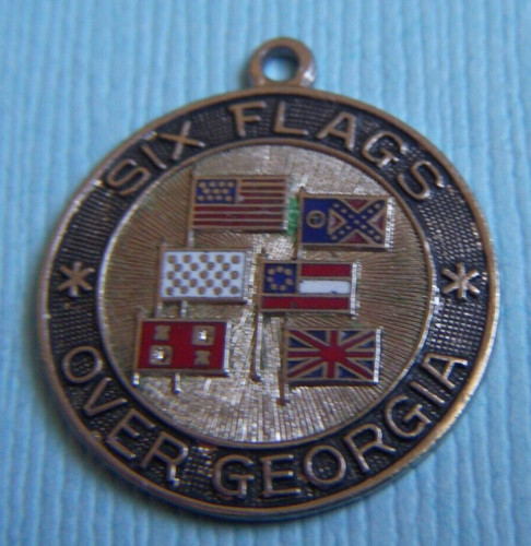 Vintage enamel Six Flags Over Georgia sterling charm