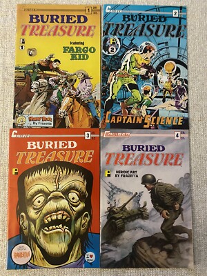 BURIED TREASURE #1 2 3 4 Frazetta Wood etc. Complete Set Caliber 1990 VF