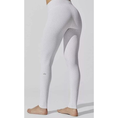 Alo Yoga High Waist Vapor White Leopard Carbon38 Legging and Bra Set - Picture 2 of 9