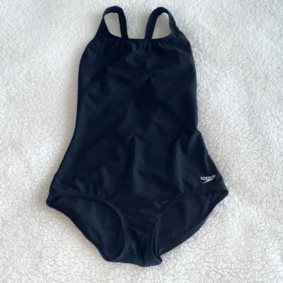 Speedo Power Flex Super Pro Swimsuit Womens 8 Black CrossBack Performance Fabric