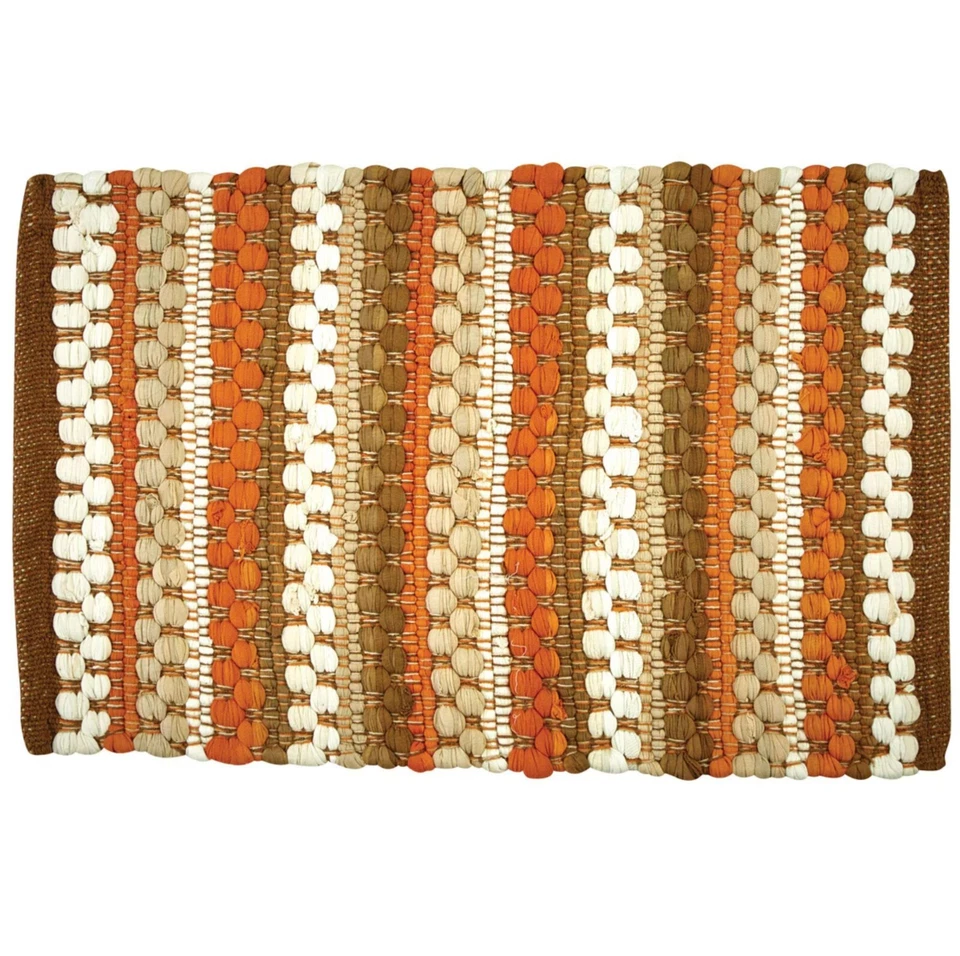 Park Designs Pumpkin Seed Autumn Fall Stripe Chindi Single Placemat - Image 2 of 3