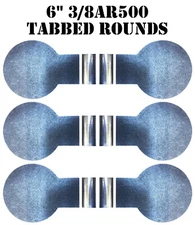 6"x3/8" AR500 Steel Targets Tabbed Rounds for Plate Racks Dueling Trees w/ Tubes