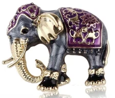 Beautiful Mini Elephant Lapel Pin Brooch Gift Scarfs Purple Gold Color