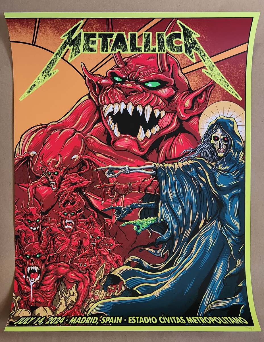 Metallica Madrid Poster Spain July 14, 2024 by Puis Calzada Lmt