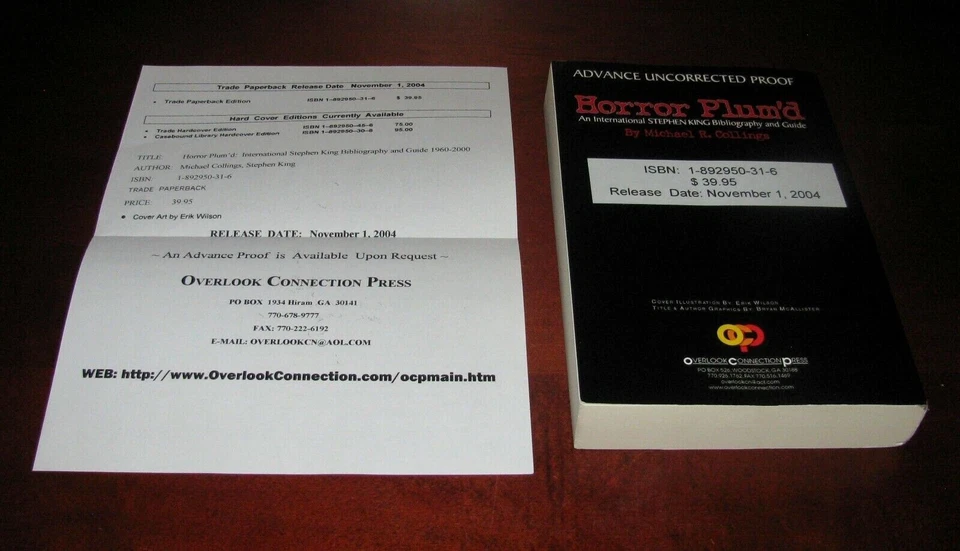 Horror Plum'd ARC by Stephen King | 1st Ed Uncorrected Proof Paperback - Image 3 of 4