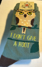 Sock Harbor Women's Novelty Socks I Don't Give a Hoot Owl Green Design NWT's