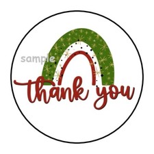 30 THANK YOU CHRISTMAS STICKERS ENVELOPE SEALS LABELS STICKERS 1.5" ROUND GIFTS