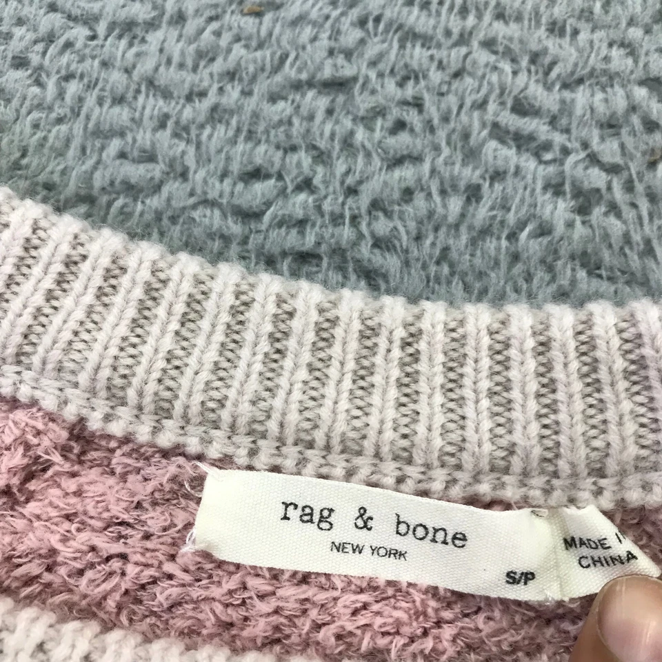 rag & bone Sweater Womens Small Terry Sweatshirt Pullover Green Pile Casual - Image 4 of 4