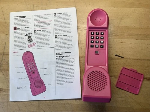 Vintage 90s Milton Bradley Dream Phone Pink 1991 Board Game Phone *WORKS*