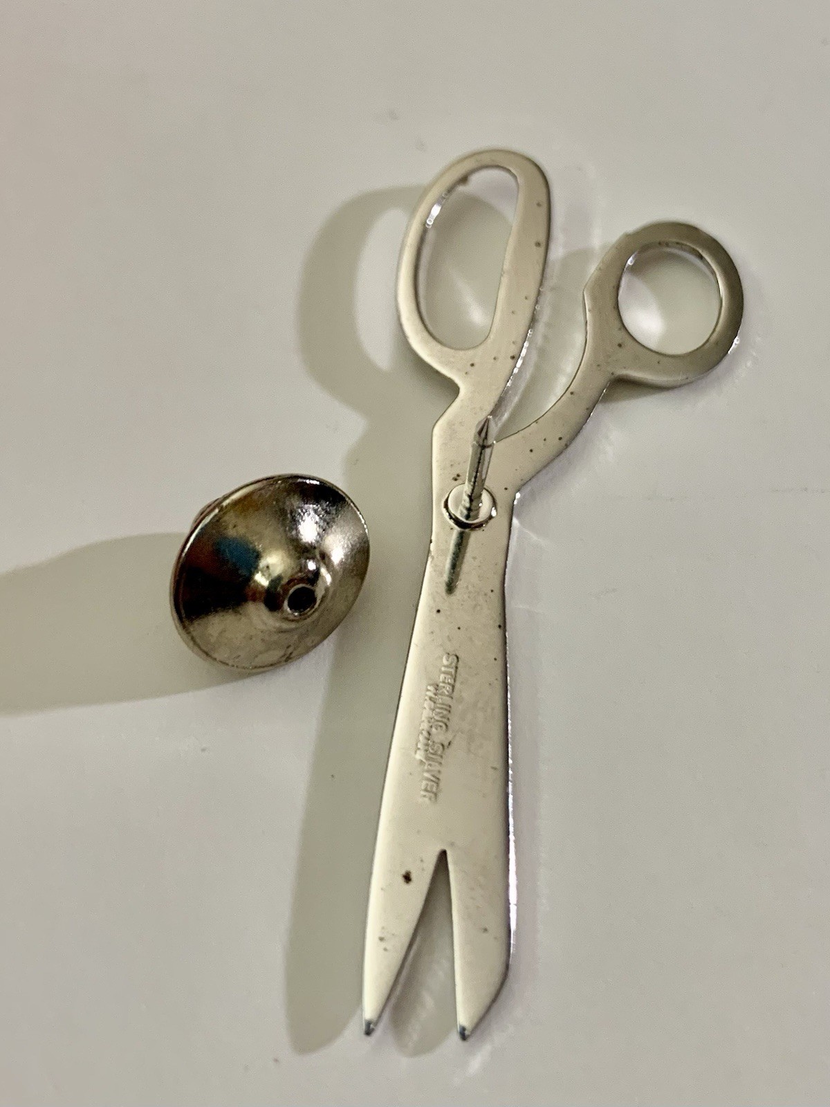 Ginger Scissors Chrome Sterling Silver Brooch Pin… - image 6