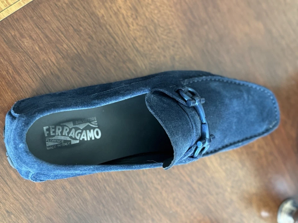 Salvatore Farragamo Men’s US11.5 EE Blue Suede “Parigi”Driver Metallic Hardware! - Image 2 of 4