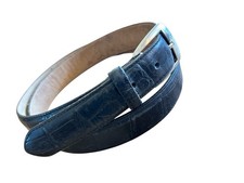 Unbranded Men s Dress Belt Black Croc Embossed Italian Leather Silver-Toned 38