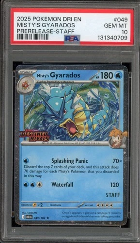 Pokemon Misty's Gyarados Destined Rivals STAFF Prerelease Holo Promo #049 PSA 10
