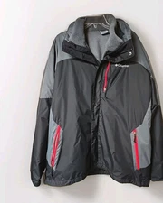 Columbia Interchange 3 n 1 Jacket Waterproof Windbreaker Coat Gray XL