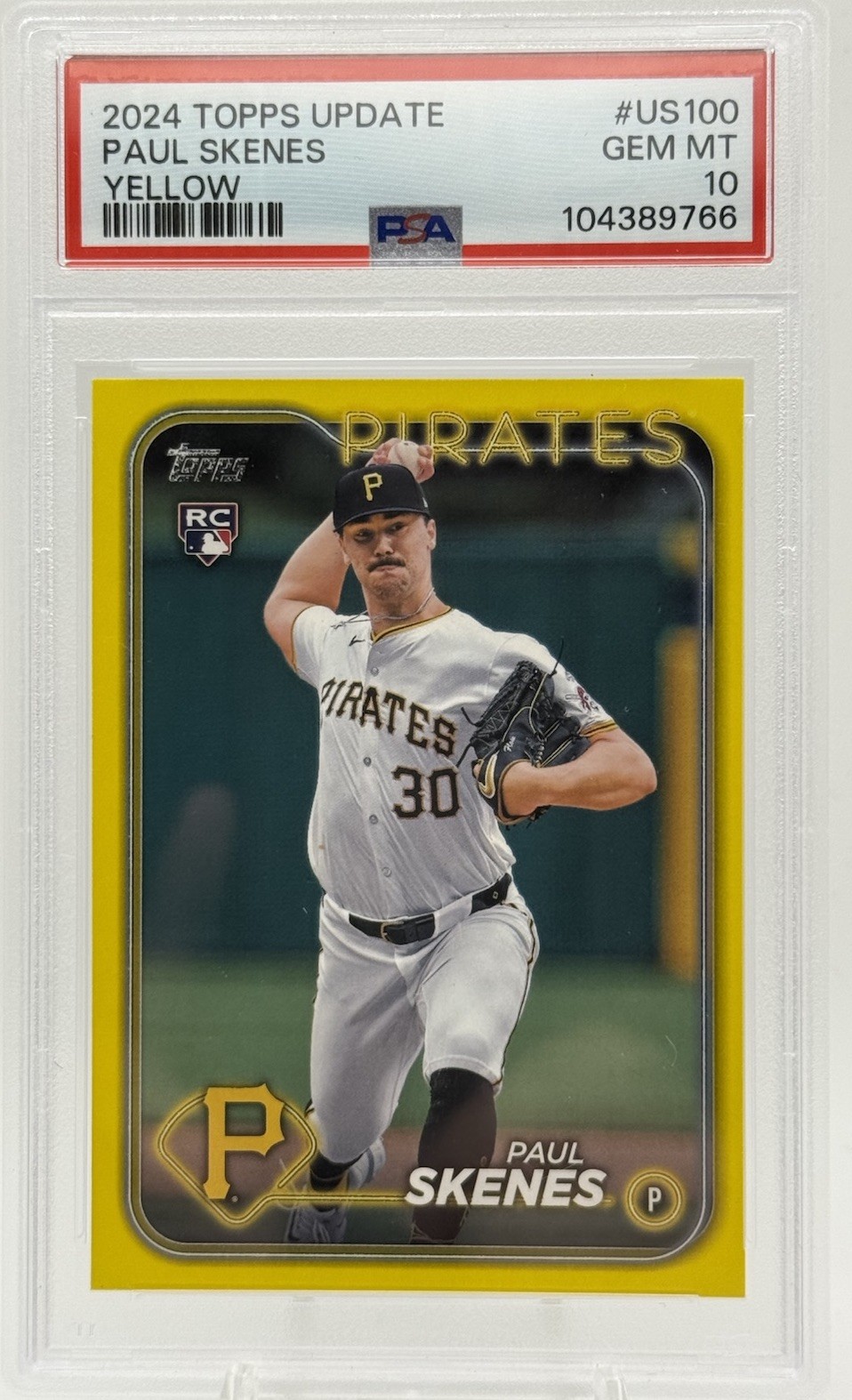 2024 Topps Update Series Paul Skenes #US100 Yellow Parallel RC PSA 10