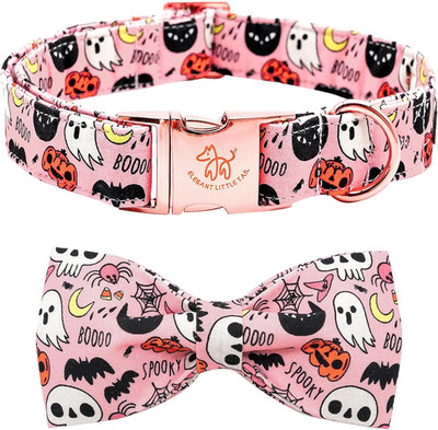Dog Collar with Bow - Fall Dog Collar Halloween Pumpkin Bow Girl Boy Pet Collar 