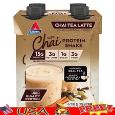 Keto Chai Tea Latte Protein Shake 15g Protein Gluten Free On-the-Go Snack 4-Pack
