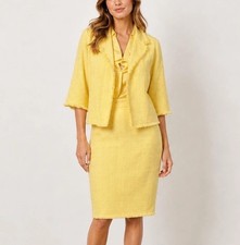 Lafayette 148 New York Skirt Jacket Tank Set Womens 8 Yellow Linen Office Career